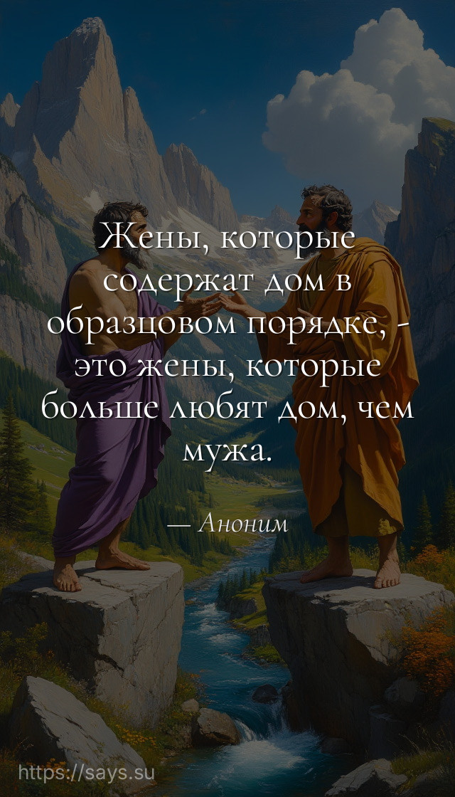 Жены, которые содержат дом в образцовом порядке, - это жены, которые больше любят дом, чем мужа.