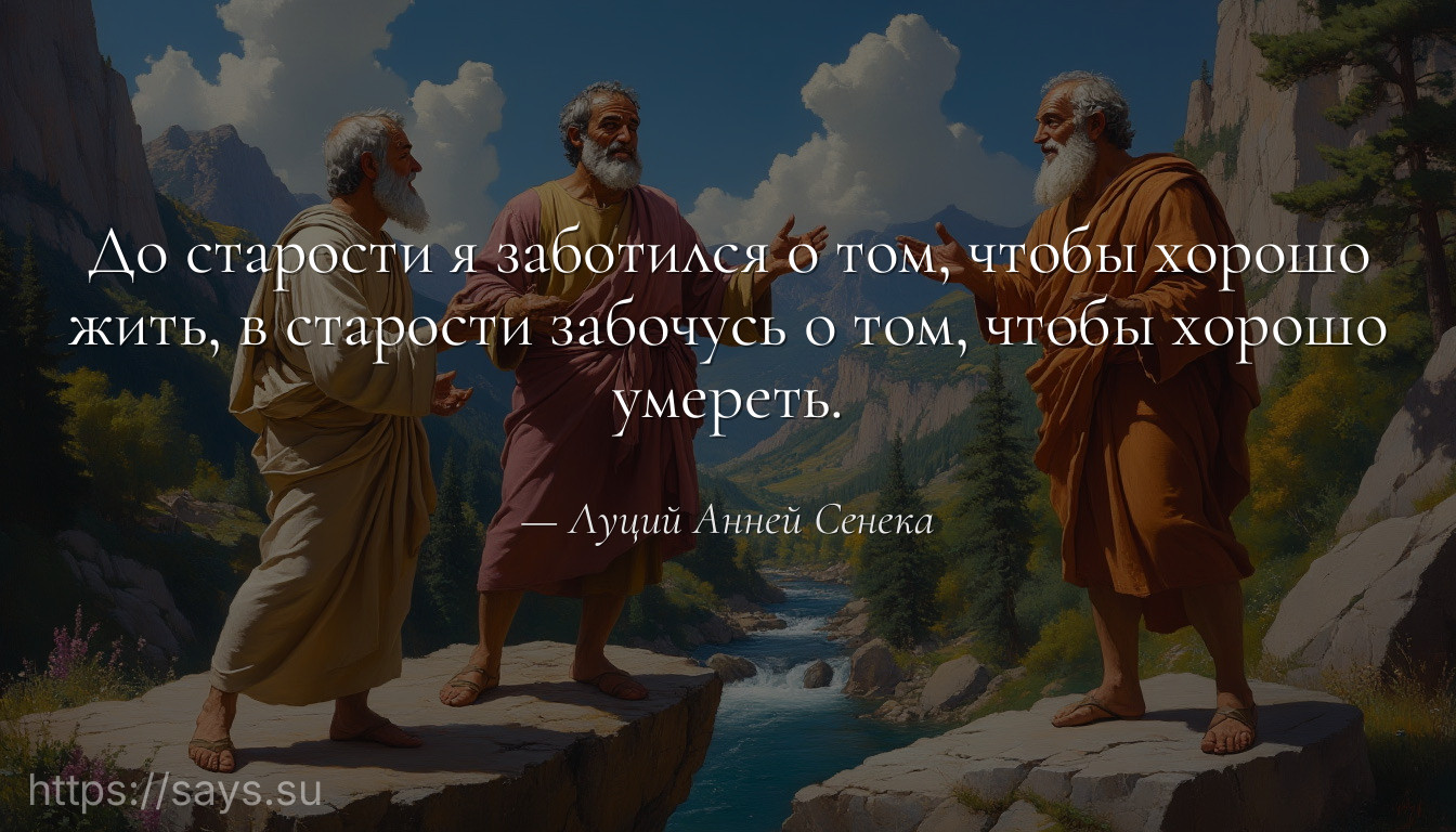 До старости я заботился о том, чтобы хорошо жить, в старости забочусь о том, чтобы хорошо умереть.