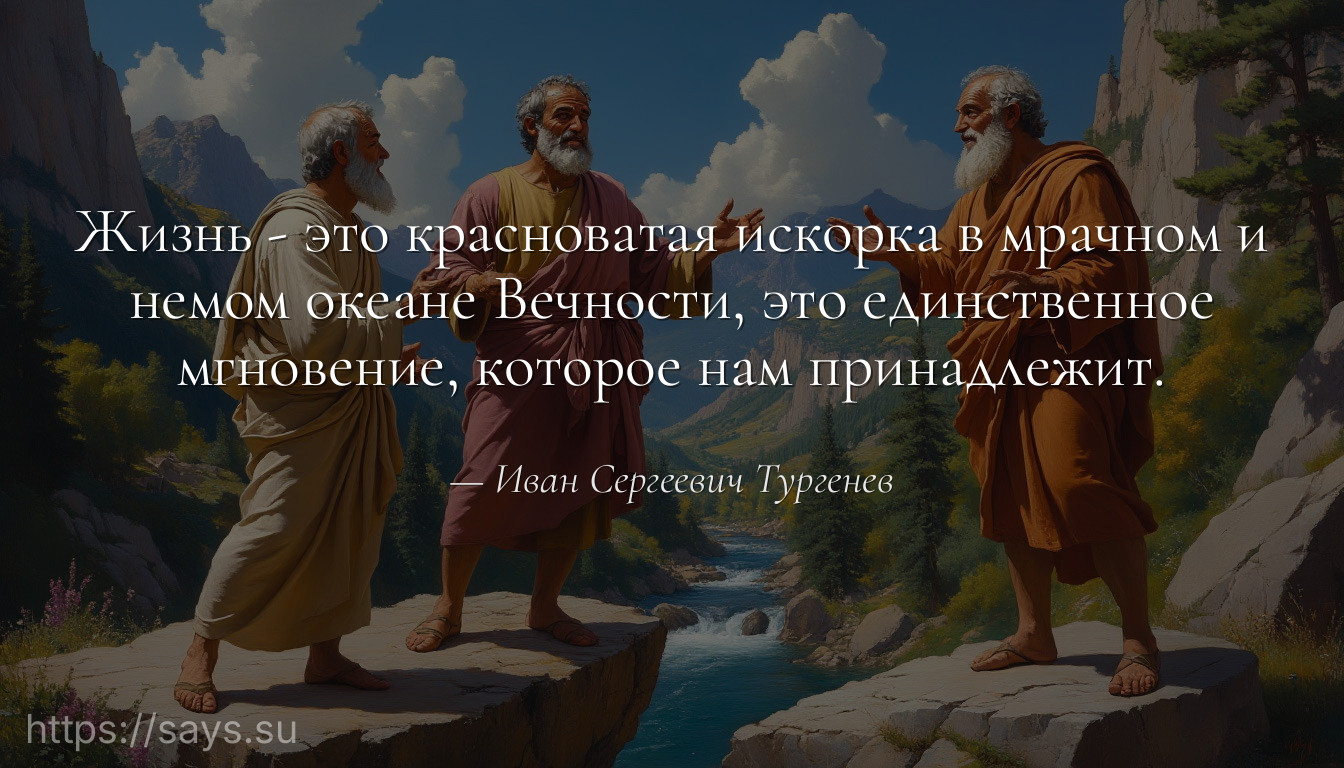 Жизнь - это красноватая искорка в мрачном и немом океане Вечности, это единственное мгновение, которое нам принадлежит.