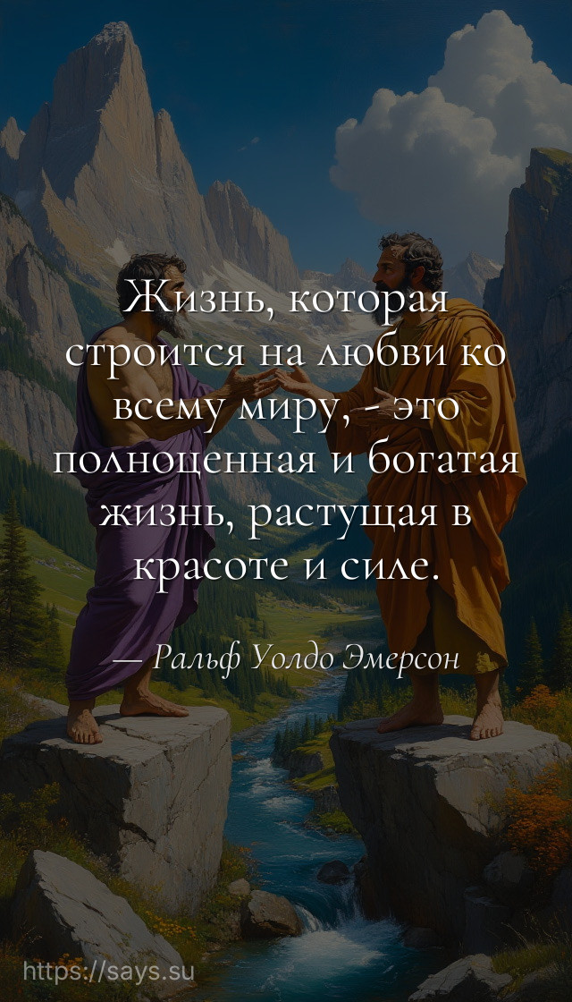 Жизнь, которая строится на любви ко всему миру, - это полноценная и богатая жизнь, растущая в красоте и силе.