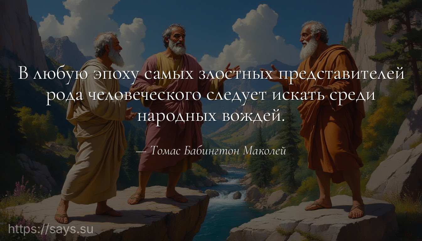 В любую эпоху самых злостных представителей рода человеческого следует искать среди народных вождей.