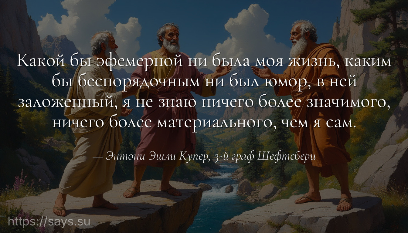 Какой бы эфемерной ни была моя жизнь, каким бы беспорядочным ни был юмор, в ней заложенный, я не знаю ничего более значимого, ничего более материального, чем я сам.
