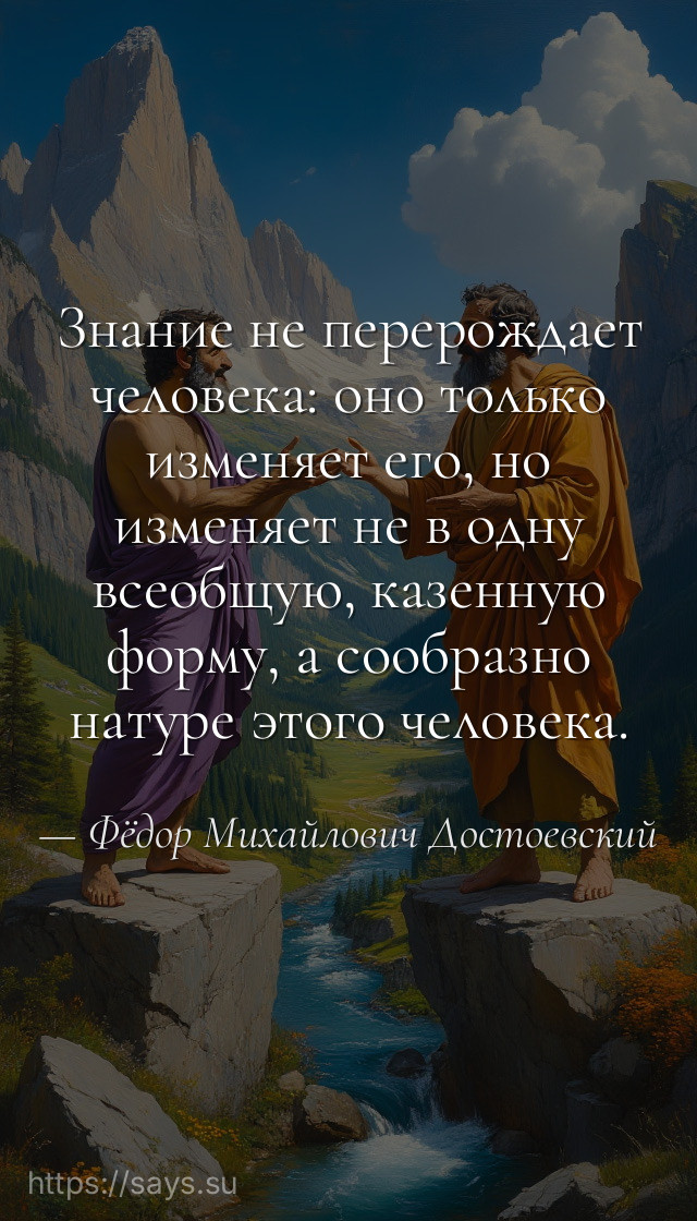 Знание не перерождает человека: оно только изменяет его, но изменяет не в одну всеобщую, казенную форму, а сообразно натуре этого человека.