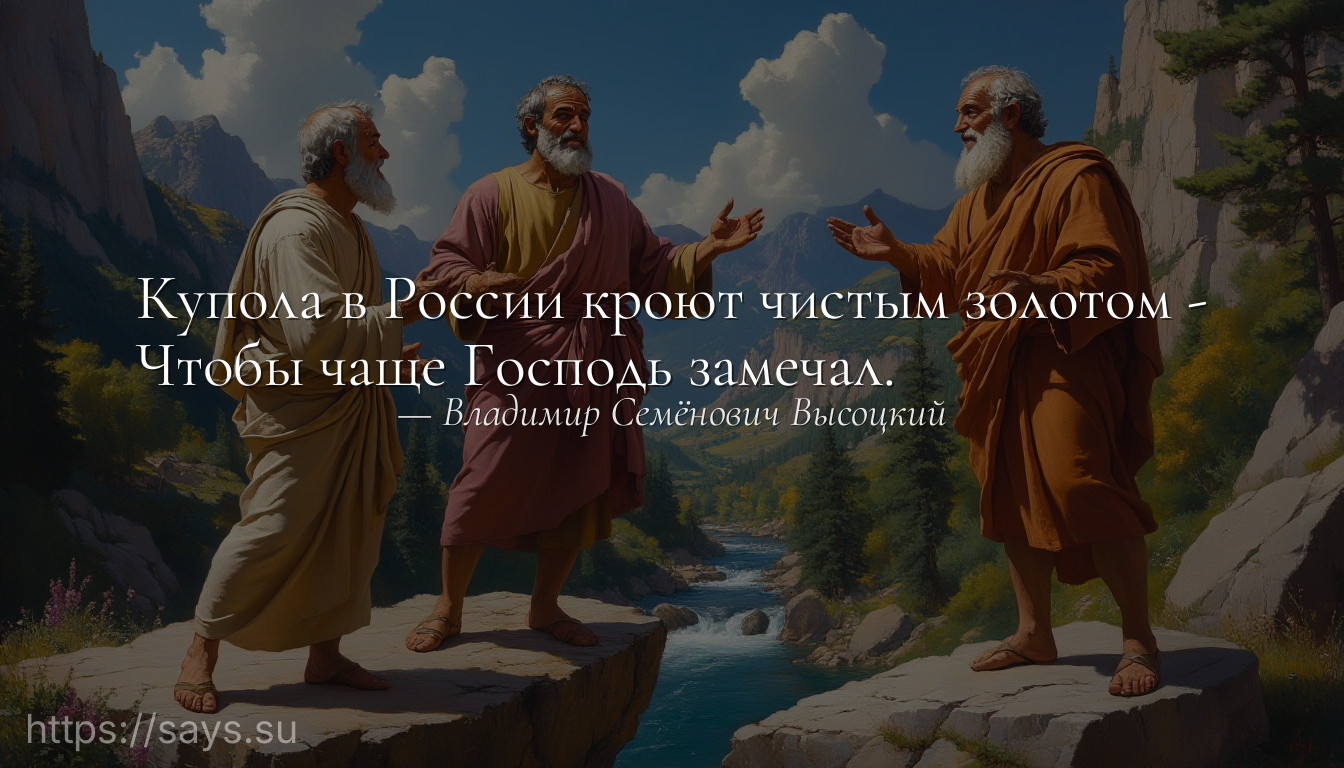 Купола в России кроют чистым золотом -<br />Чтобы чаще Господь замечал.