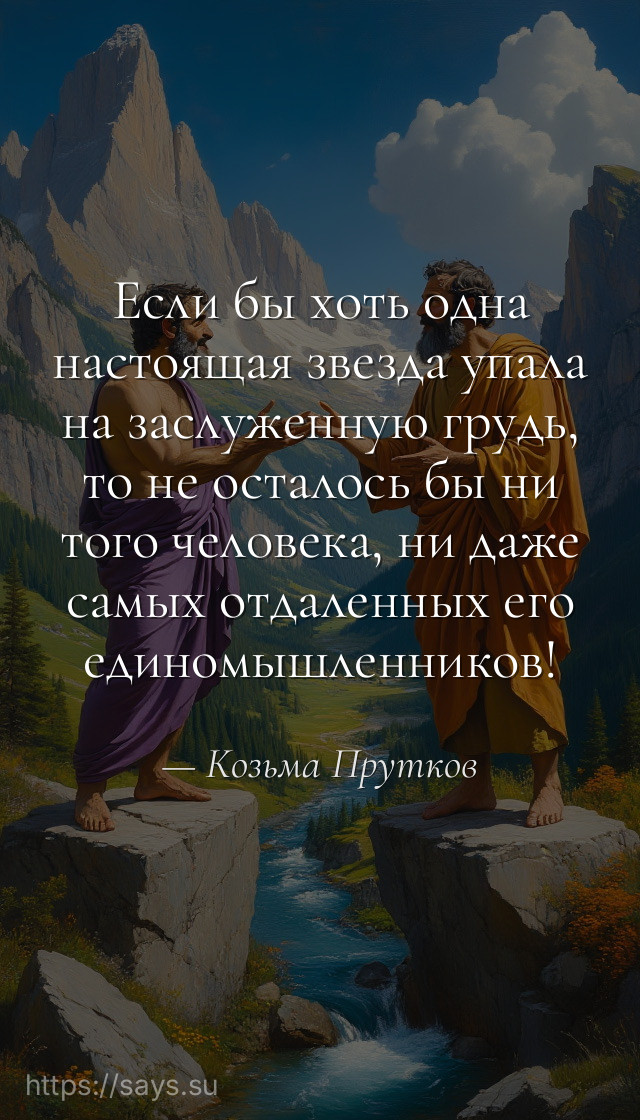 Если бы хоть одна настоящая звезда упала на заслуженную грудь, то не осталось бы ни того человека, ни даже самых отдаленных его единомышленников!